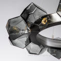 Black Metal Smoke Grey Glass Chandelier Pendant Lamp
